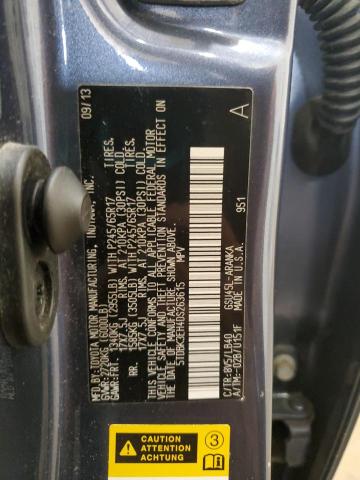 5TDBK3EH4DS263615 - 2013 TOYOTA HIGHLANDER BASE Синий фото 13