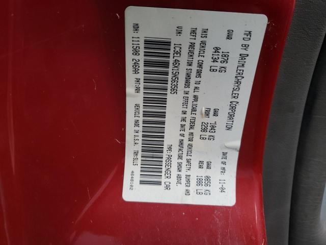 1C3EL46X15N563565 - 2005 CHRYSLER SEBRING RED photo 12