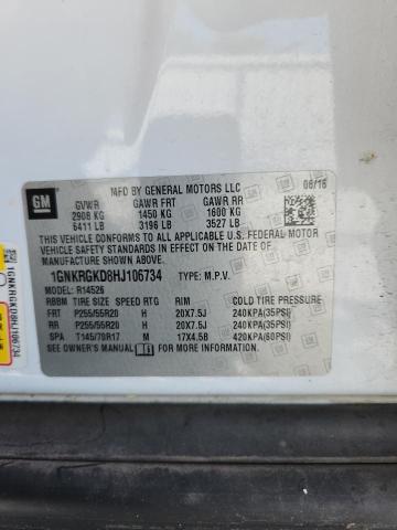 1GNKRGKD8HJ106734 - 2017 CHEVROLET TRAVERSE LT 白色 照片 13