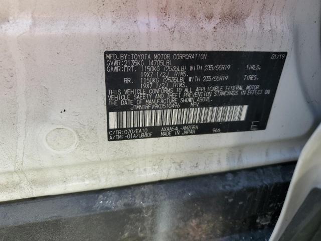 JTMN1RFV9KD510496 - 2019 TOYOTA RAV4 LIMITED თეთრი ფოტო 14