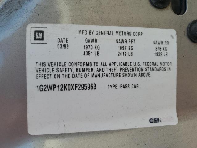 1G2WP12K0XF295963 - 1999 PONTIAC GRAND PRIX GT SILVER photo 13