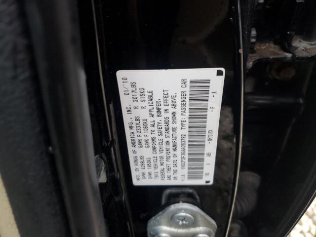 1HGCP2F36AA083792 - 2010 HONDA ACCORD LX 黑色 照片 12