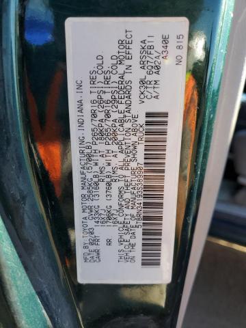 5TBRN34193S389907 - 2003 TOYOTA TUNDRA ACCESS CAB SR5 GREEN photo 12