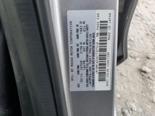 JM1BM1W3XE1187348 - 2014 MAZDA 3 GRAND TOURING GRAY photo 13