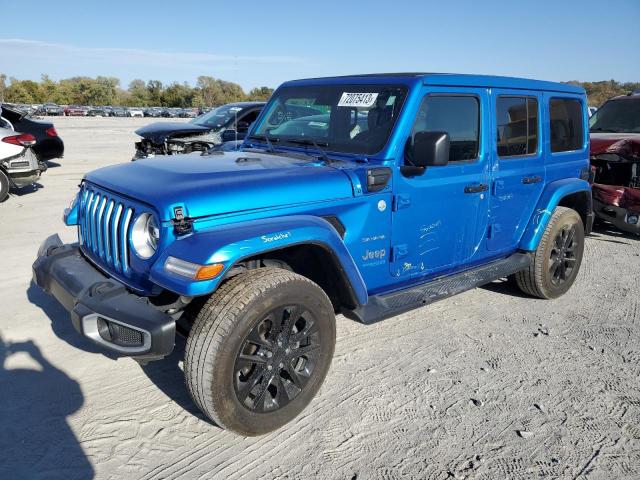 1C4JJXP6XMW767698 - 2021 JEEP WRANGLER U SAHARA 4XE BLUE photo 1