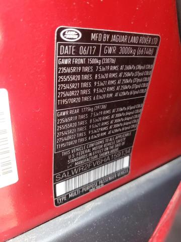 SALWR2FV6HA159134 - 2017 LAND ROVER RANGE ROVE HSE RED photo 14