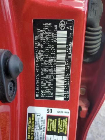 2T1BURHE2FC260111 - 2015 TOYT COROLLA L RED photo 12