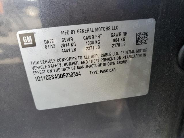1G11C5SA0DF233354 - 2013 CHEVROLET MALIBU 1LT 灰色 照片 12