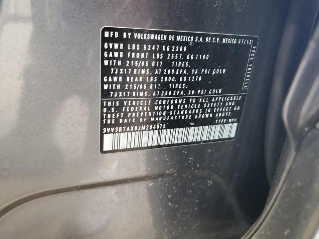 3VV3B7AX9JM204873 - 2018 VOLKSWAGEN TIGUAN SE Boz foto 14