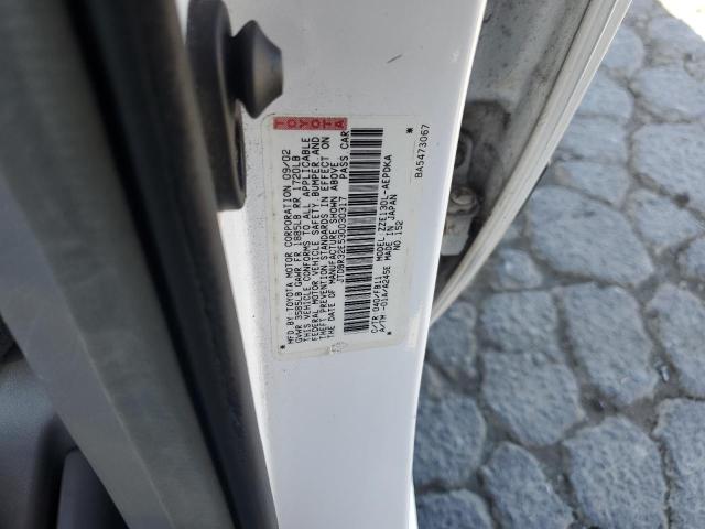 JTDBR32E530030317 - 2003 TOYOTA COROLLA CE Սպիտակ լուսանկար 12