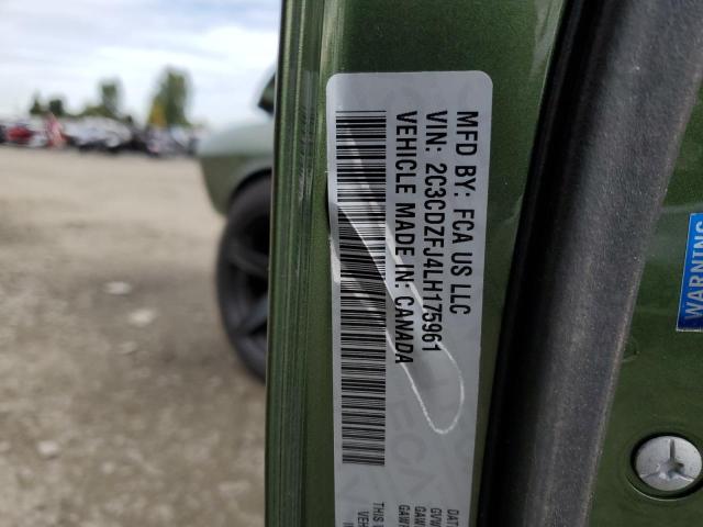 2C3CDZFJ4LH175961 - 2020 DODGE CHALLENGER R/T SCAT PACK GREEN photo 12
