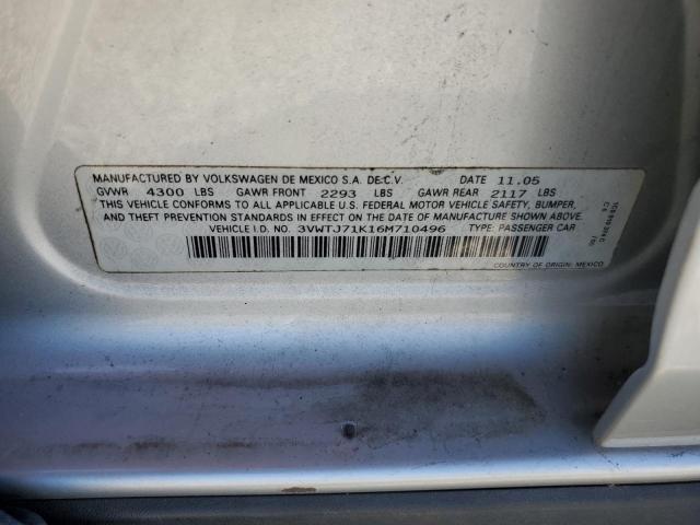 3VWTJ71K16M710496 - 2006 VOLKSWAGEN JETTA GLI SILVER photo 12