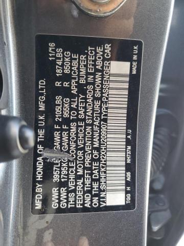 SHHFK7H2XHU209907 - 2017 HONDA CIVIC LX CHARCOAL photo 12