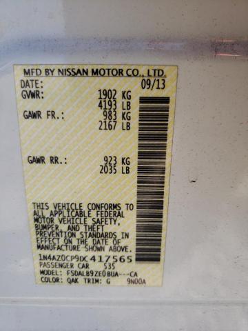 1N4AZ0CP9DC417565 - 2013 NISSAN LEAF S WHITE photo 12