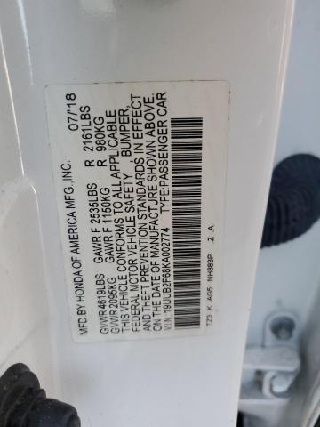 19UUB2F68KA002774 - 2019 ACURA TLX TECHNOLOGY WHITE photo 12