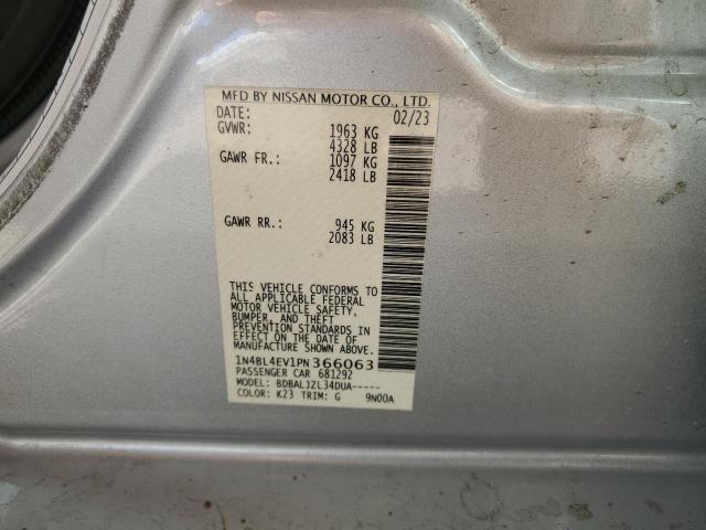 1N4BL4EV1PN366063 - 2023 NISSAN ALTIMA SL 灰色 照片 12