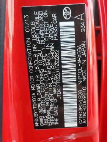 JTDKDTB32D1530282 - 2013 TOYOTA PRIUS C RED photo 13