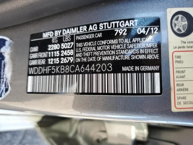 WDDHF5KB8CA644203 - 2012 MERCEDES-BENZ E 350 GRAY photo 12