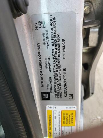 KL8CD6SA6HC791115 - 2017 CHEVROLET SPARK 1LT SILVER photo 12