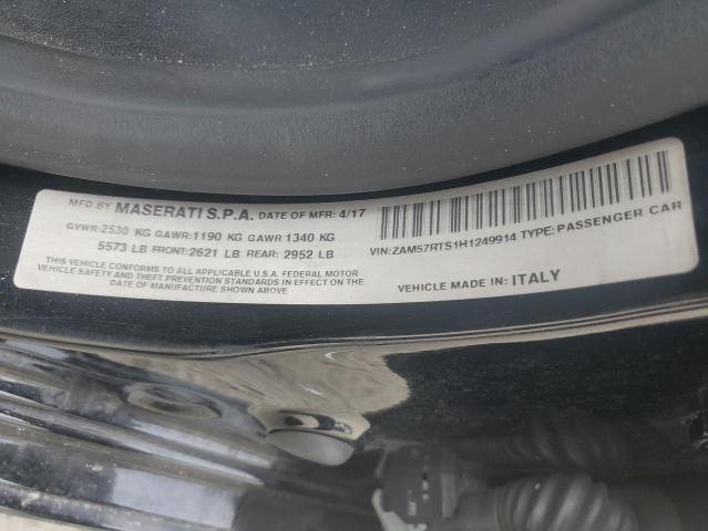 ZAM57RTS1H1249914 - 2017 MASERATI GHIBLI S Սև լուսանկար 12