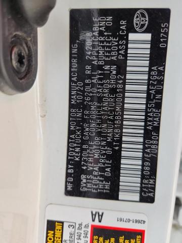 4T1KB1BB5MU001842 - 2021 TOYOTA AVALON XLE Սպիտակ լուսանկար 12