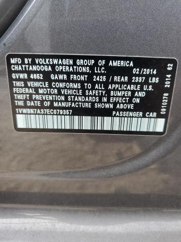 1VWBN7A37EC079357 - 2014 VOLKSWAGEN PASSAT SE GRAY photo 13