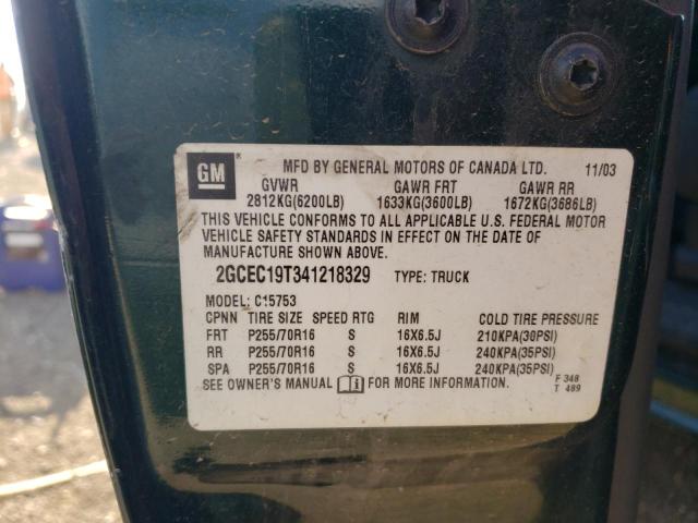 2GCEC19T341218329 - 2004 CHEVROLET SILVERADO C1500 GREEN photo 12