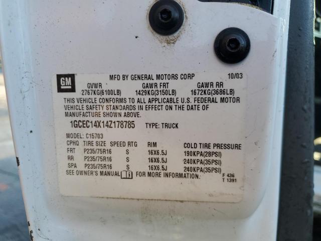 1GCEC14X14Z178785 - 2004 CHEVROLET SILVERADO C1500 WHITE photo 13