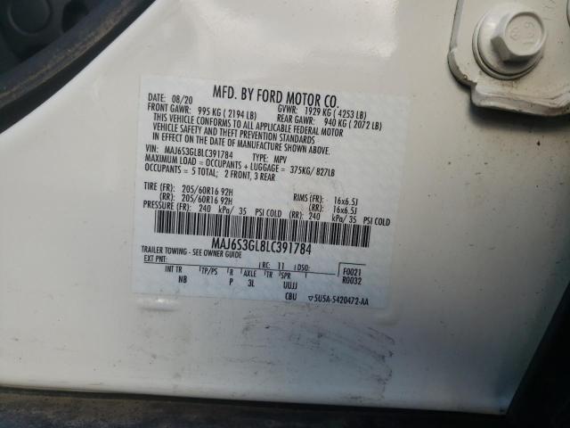 MAJ6S3GL8LC391784 - 2020 FORD ECOSPORT SE WHITE photo 13