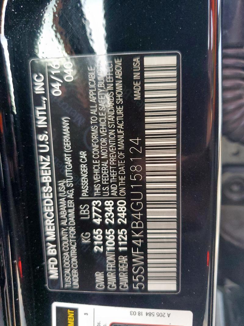 55SWF4KB4GU158124 - 2016 MERCEDES-BENZ C 300 4MATIC BLACK photo 13