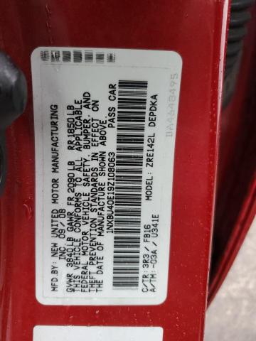 1NXBU40E19Z108063 - 2009 TOYOTA COROLLA BASE RED photo 12