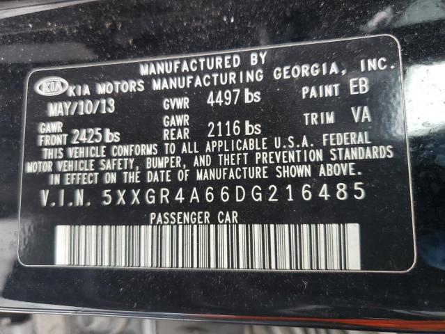 5XXGR4A66DG216485 - 2013 KIA OPTIMA SX შავი ფოტო 12