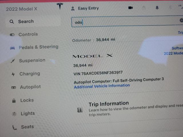 7SAXCDE56NF363917 - 2022 TESLA MODEL X WHITE photo 9