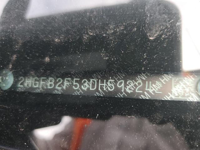 2HGFB2F53DH592242 - 2013 HONDA CIVIC LX Մոխրագույն լուսանկար 12