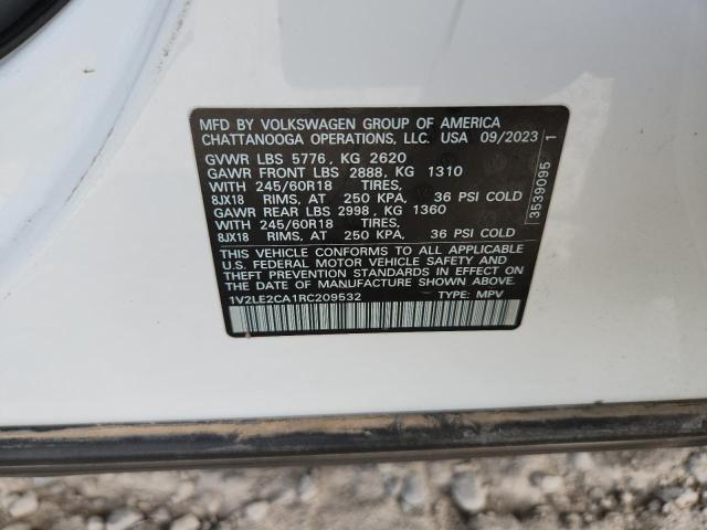 1V2LE2CA1RC209532 - 2024 VOLKSWAGEN ATLAS CROS SE Blanc photo 12