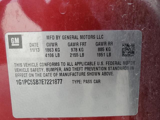 1G1PC5SB7E7221877 - 2014 CHEVROLET CRUZE LT Qırmızı foto 12