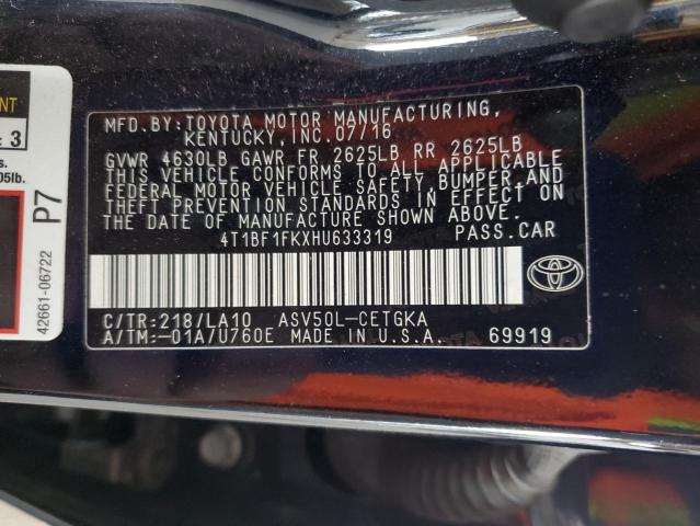 4T1BF1FKXHU633319 - 2017 TOYOTA CAMRY LE BLACK photo 13