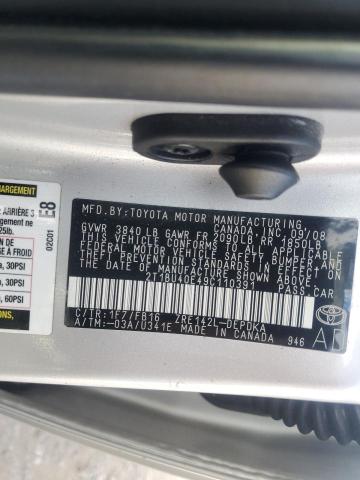 2T1BU40E49C110391 - 2009 TOYOTA COROLLA BASE SILVER photo 12