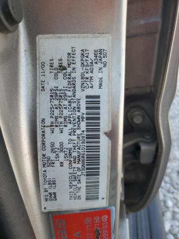 JT3GN86R610192874 - 2001 TOYOTA 4RUNNER SR5 GRAY photo 13