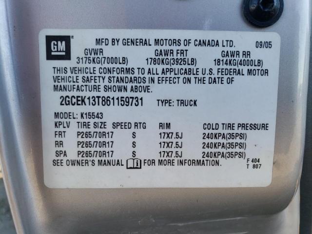 2GCEK13T861159731 - 2006 CHEVROLET SILVERADO K1500 SILVER photo 12