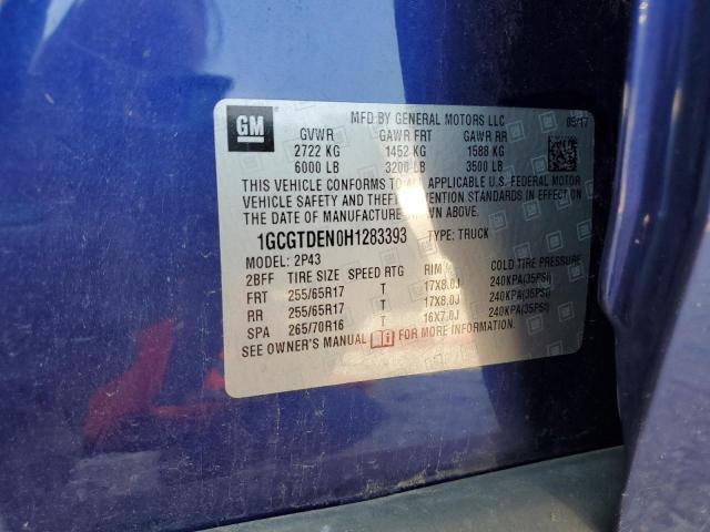 1GCGTDEN0H1283393 - 2017 CHEVROLET COLORADO Z71 BLUE photo 13