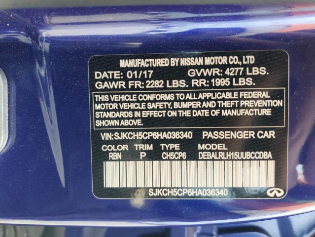 SJKCH5CP6HA036340 - 2017 INFINITI QX30 BASE BLUE photo 14