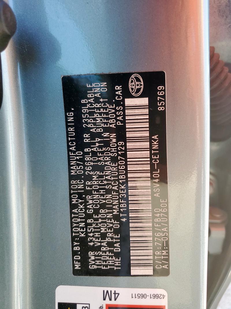 4T1BF3EK1BU607129 - 2011 TOYOTA CAMRY BASE TURQUOISE photo 13