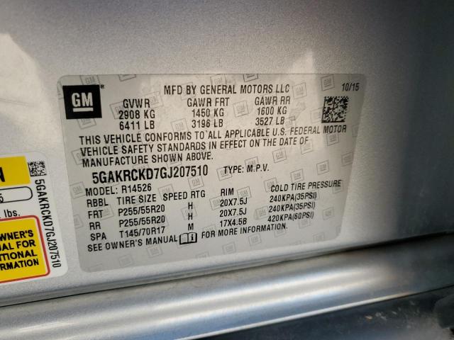 5GAKRCKD7GJ207510 - 2016 BUICK ENCLAVE GRAY photo 13