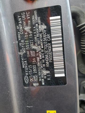 KMHGN4JE7GU136609 - 2016 HYUNDAI GENESIS 3.8L GRAY photo 13