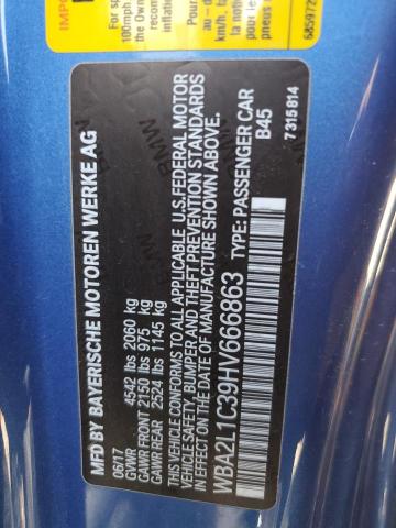 WBA2L1C39HV666863 - 2017 BMW M240I Mavi foto 12