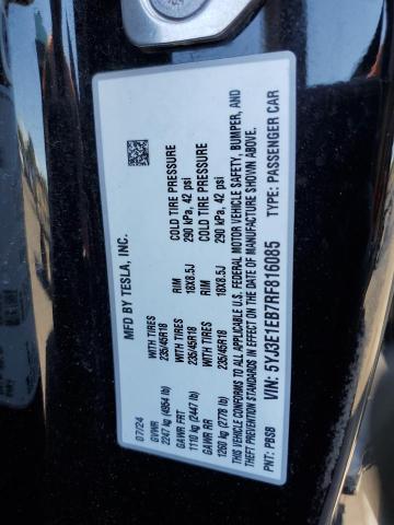 5YJ3E1EB7RF816085 - 2024 TESLA MODEL 3 Սև լուսանկար 13