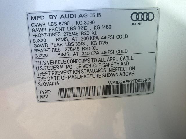 WA1LGAFE7FD025913 - 2015 AUDI Q7 PREMIUM PLUS Gümüş fotoğraf 14