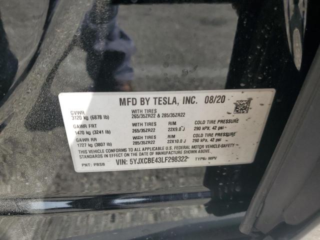 5YJXCBE43LF298322 - 2020 TESLA MODEL X 黑色 照片 13