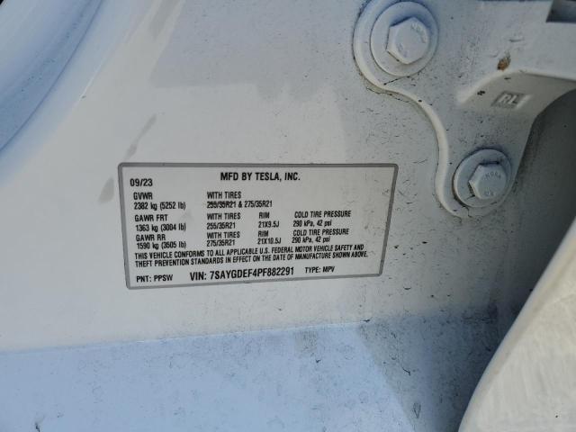 7SAYGDEF4PF882291 - 2023 TESLA MODEL Y WHITE photo 13